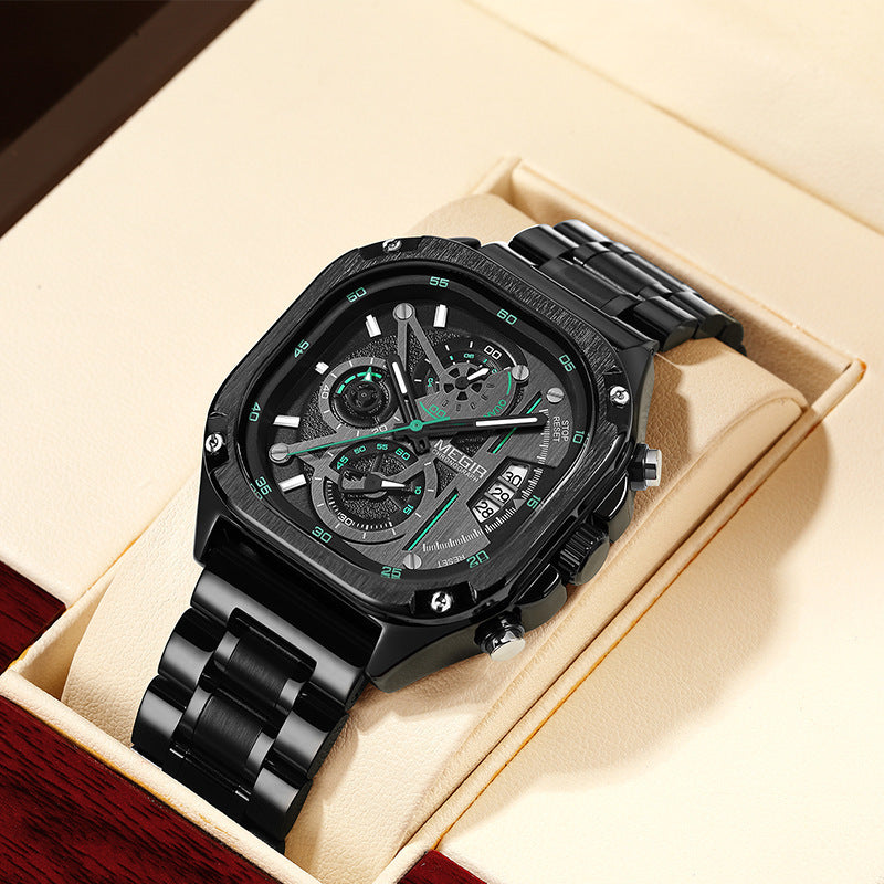 Luminous Multi-Function Steel Watch