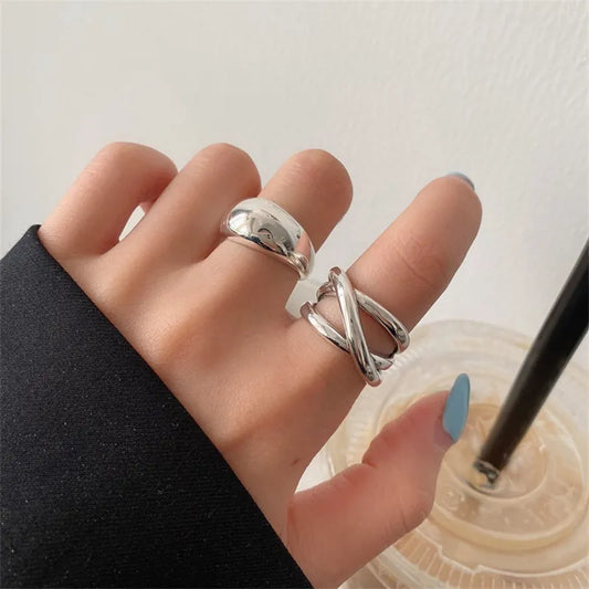 Sterling Silver Droplet Cross Ring