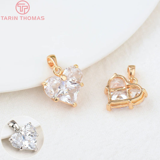 Glam Heart Zircon Pendants (4PCS)