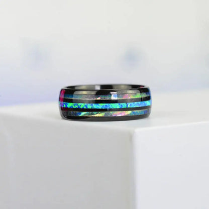 Rose Gold Tungsten Abalone Ring