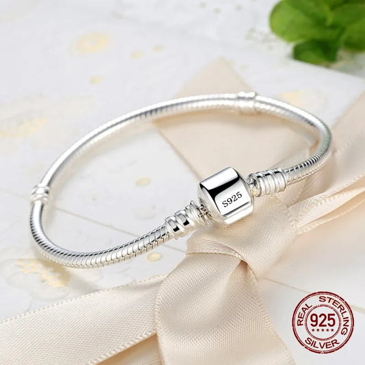 Elegant Silver Snake Bone Bracelet