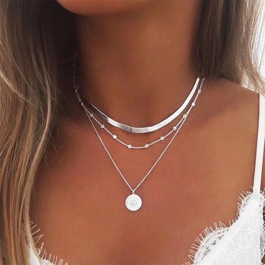 Triple Layer Silver Necklace