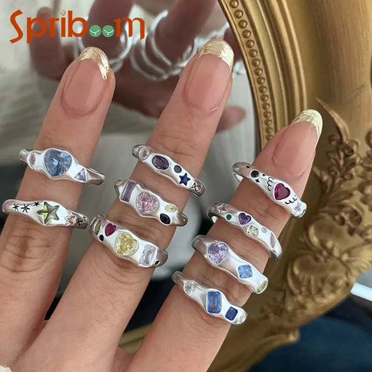 Colorful Zircon Retro Statement Ring