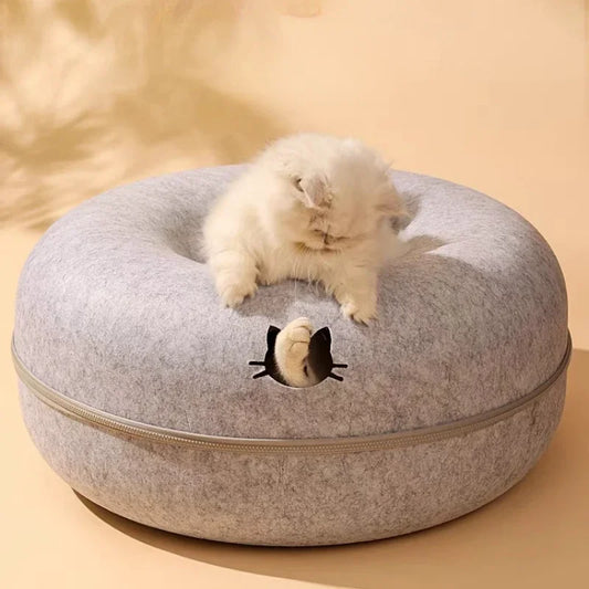 Interactive Cat Donut Bed