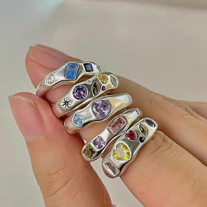 Colorful Zircon Retro Statement Ring